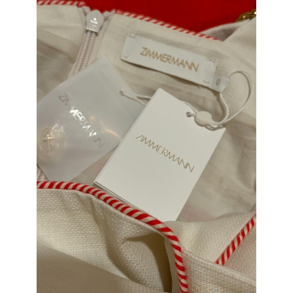 NWT. Zimmermann Postcard Boat Neck Mini Dress | Cotton, Zim Sz 0 / US Sz 4 red - Picture 11 of 11